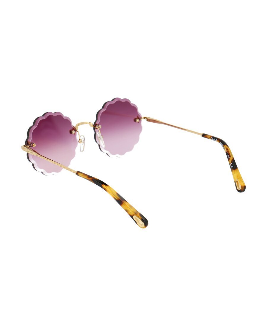 Chloé Rosie Round Frame Metal Sunglasses In Pink