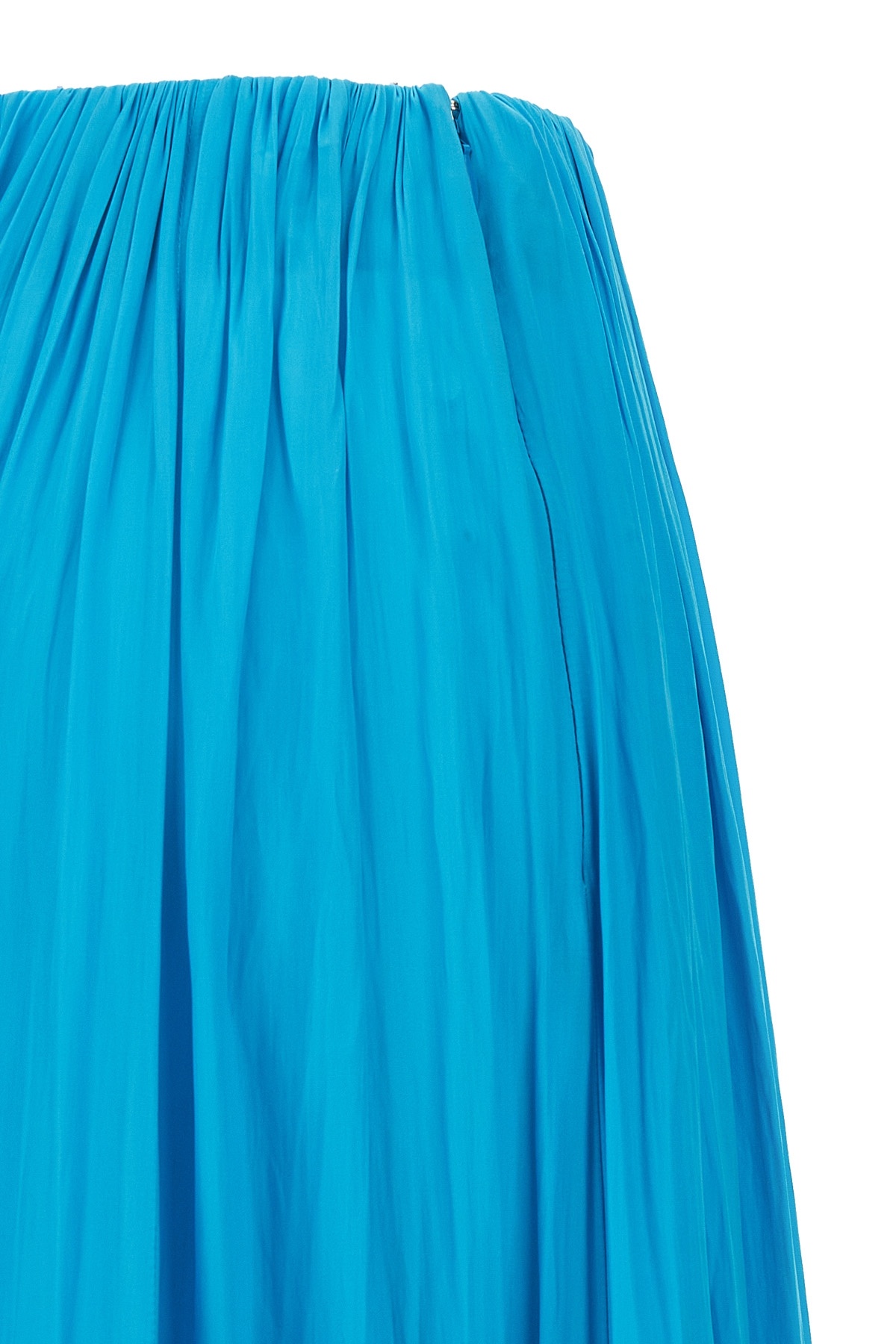 Lanvin Midi Skirt With Asymmetrical Hem And Pleated Design In Blue