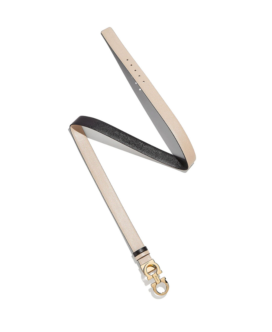 Ferragamo Gancini Textured Buckle Belt In Nude