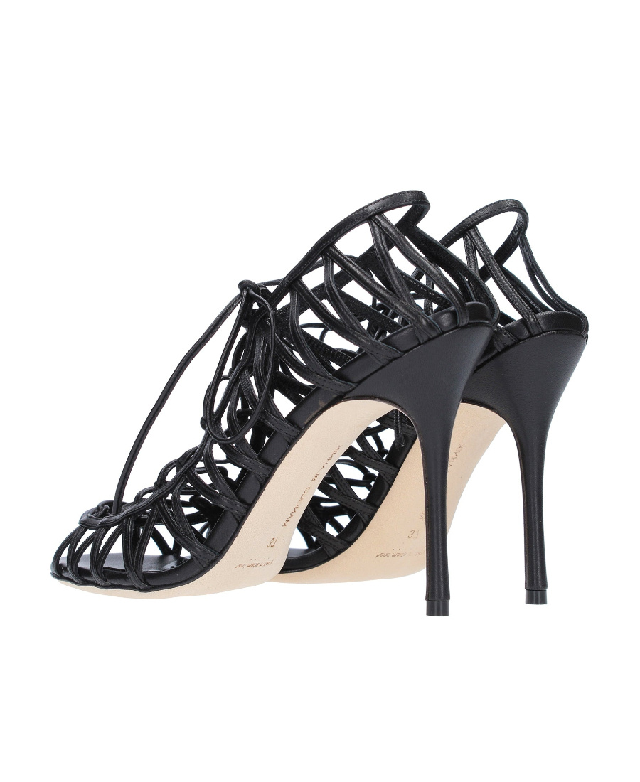 Manolo Blahnik Hollow-out High-heeled Sandals In Black