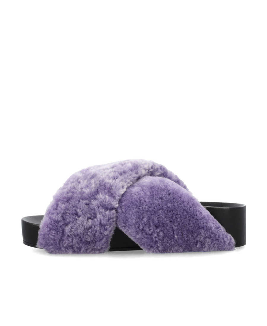 JIL SANDER BRUSHED CROSSOVER-STRAP LEATHER SLIDES
