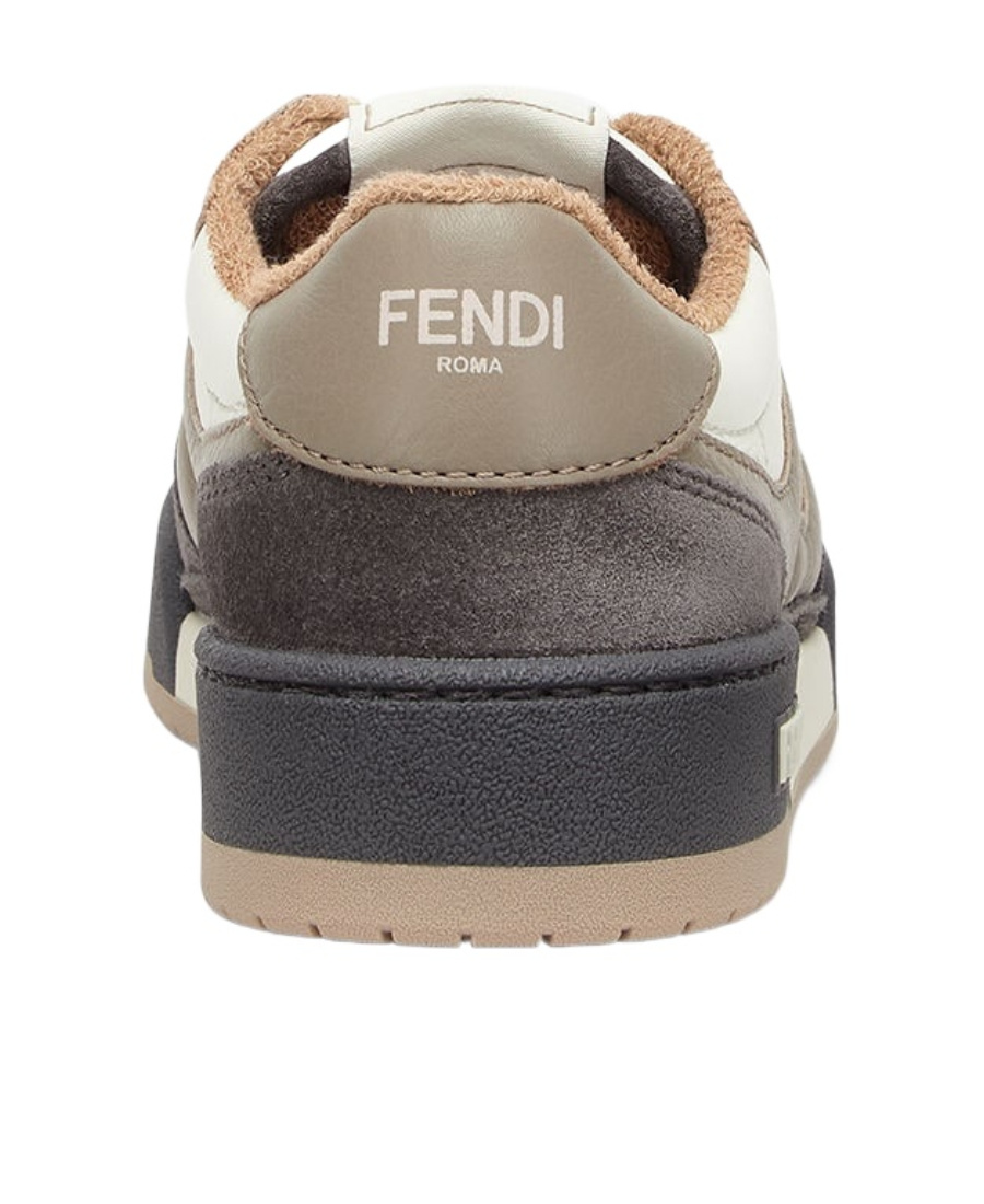 Fendi Leather And Suede Sneakers With Lateral Monogram In White