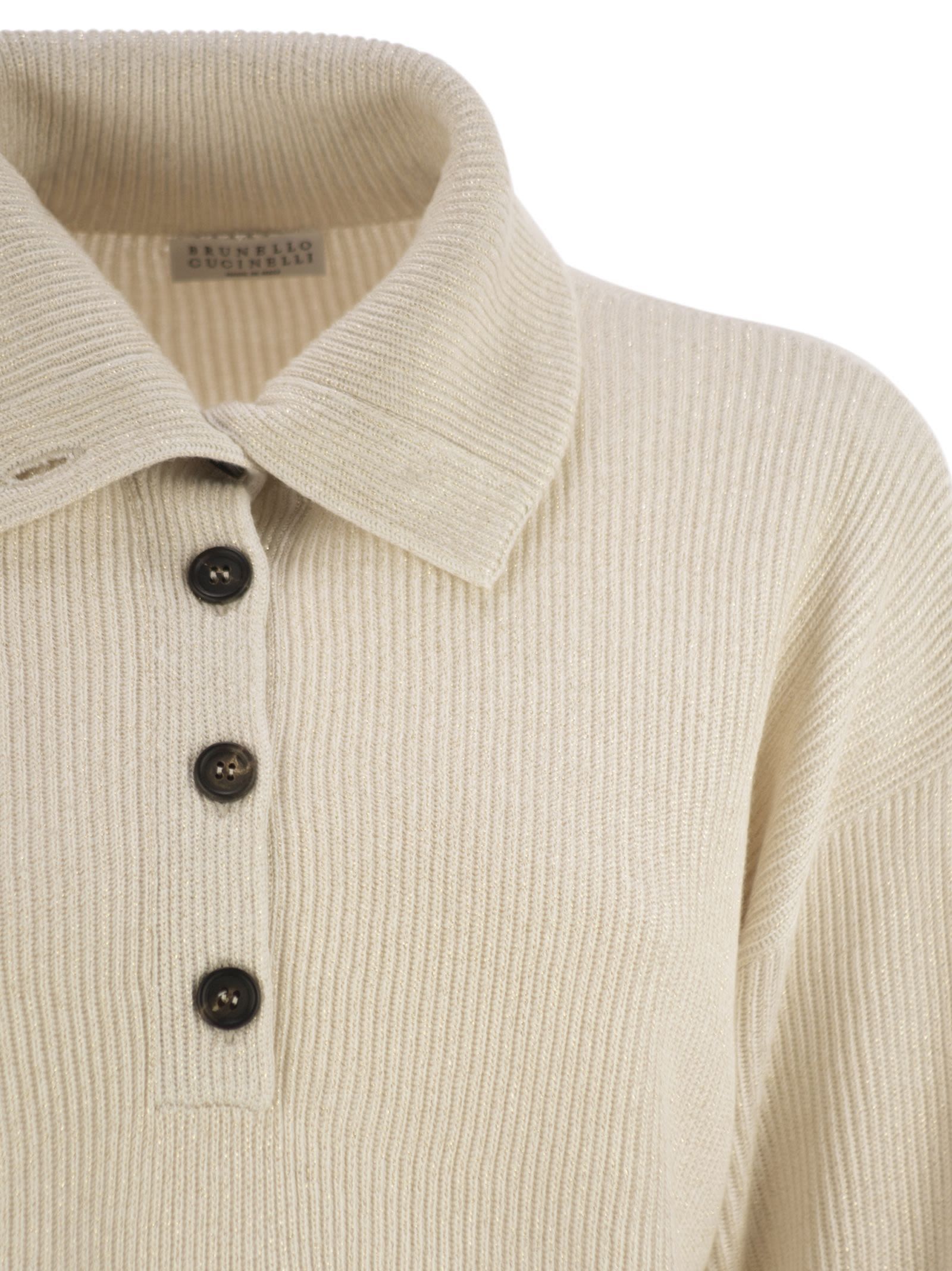 Brunello Cucinelli Women English Rib Cotton Polo-style Jersey With Jewellery
