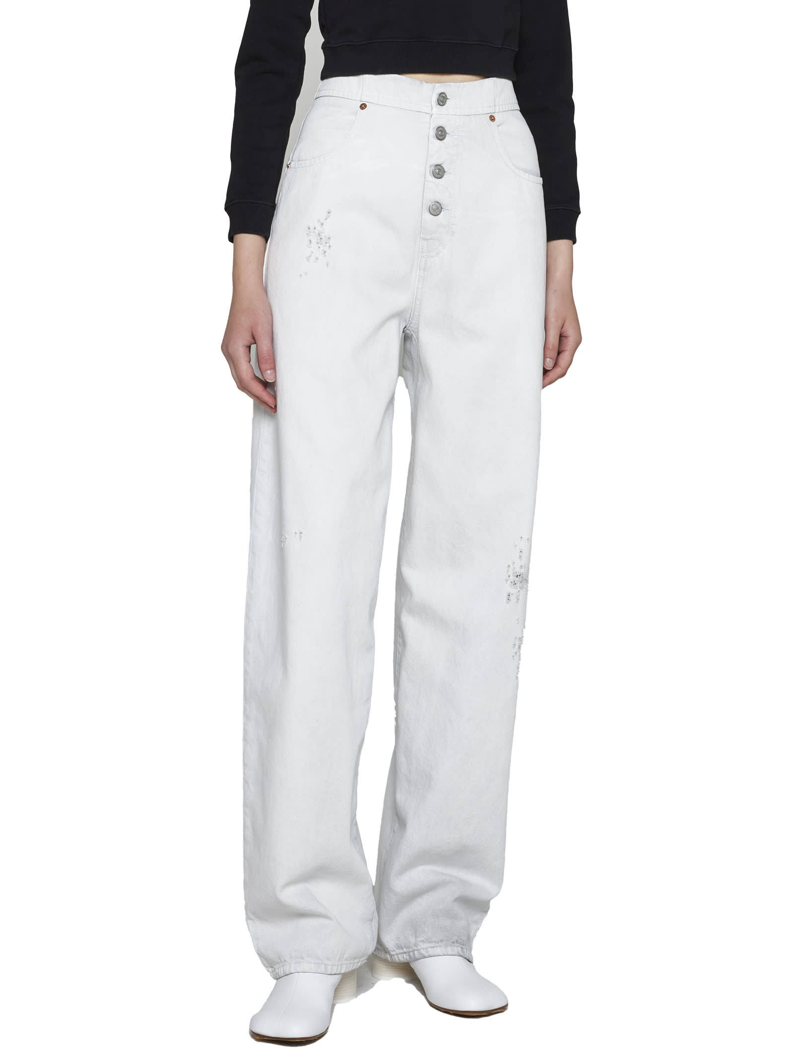 Mm6 Maison Margiela High-waist Loose-fit Jeans In White