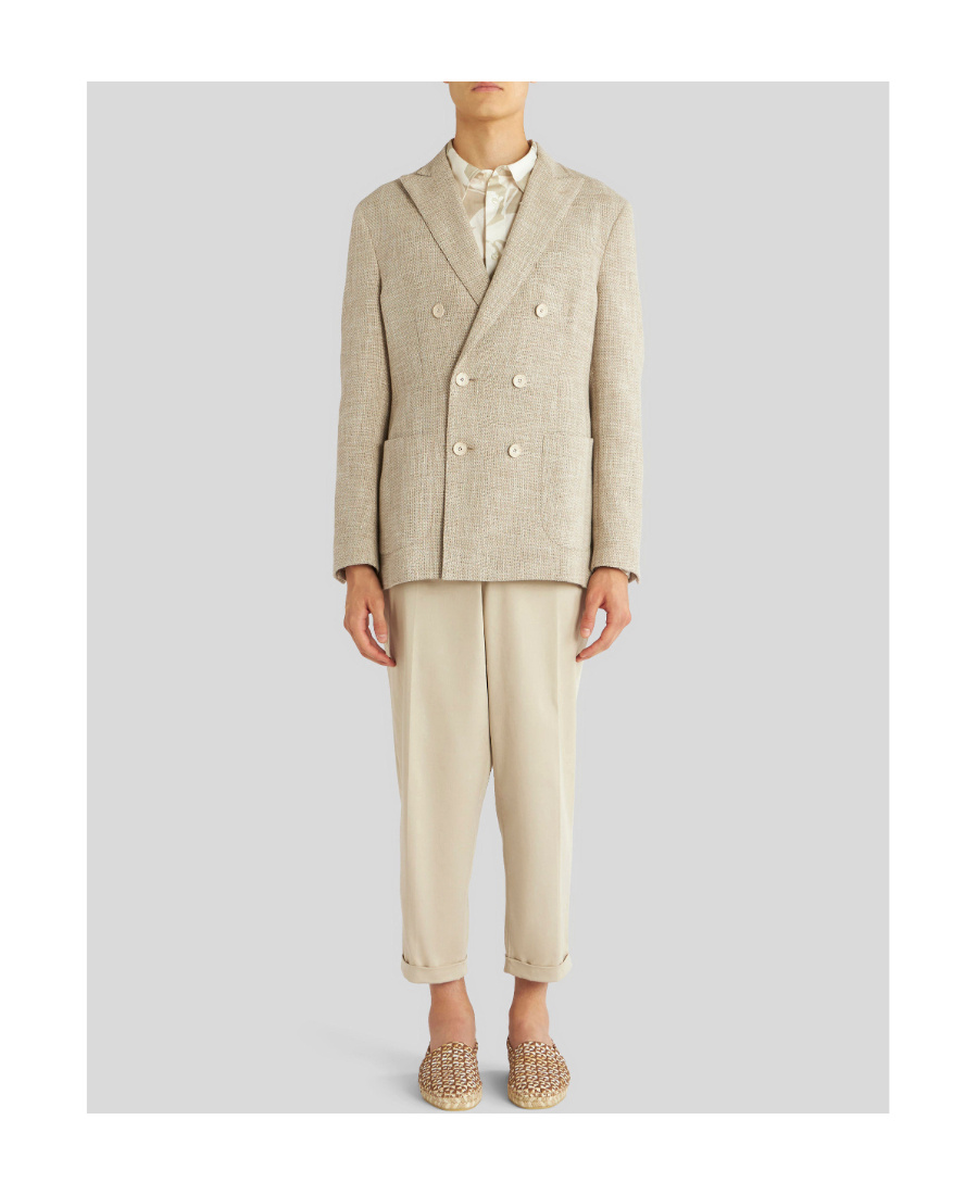 Etro Double-breasted Peak-lapel Blazer In Nude