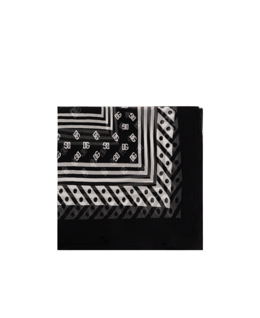 Dolce & Gabbana Logo-print Silk Scarf In Black