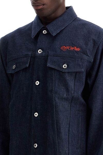 Off-white Men's Denim Shirt Jacket With Button Closure In Black