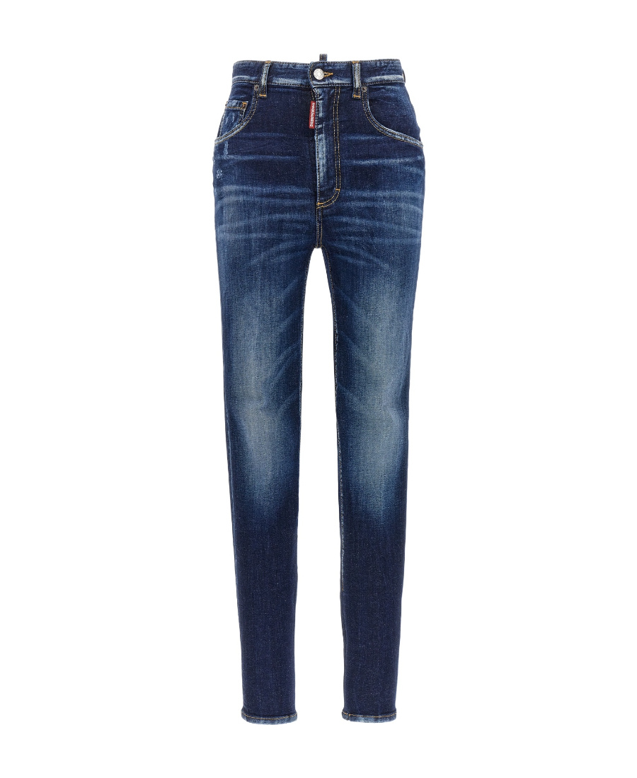 Dsquared2 High-waisted Faded Skinny Jeans In Blue
