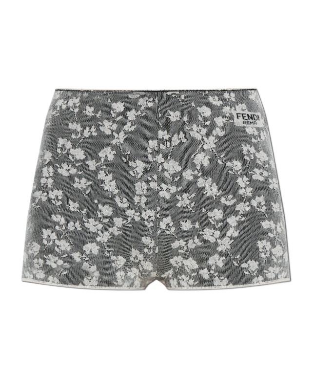 Fendi Floral Motif Lace Shorts In Grey