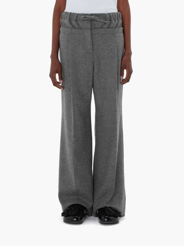 Jw Anderson Double-waist Wool Trousers In Black