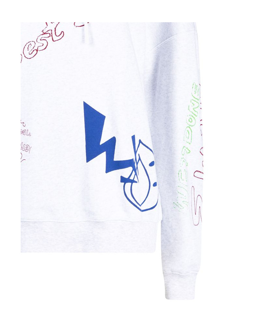 We11 Done All-over Print Drawstring Hoodie In White