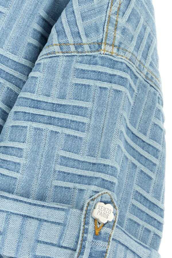 Kenzo Blue Embroidered Denim Shirt In Blue