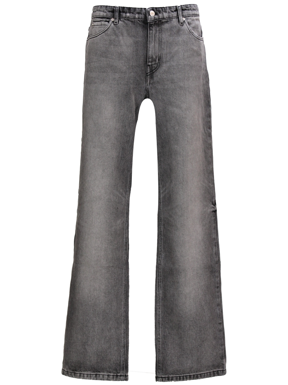 Courrèges Stonewashed Straight-leg Cotton Jeans In Gray