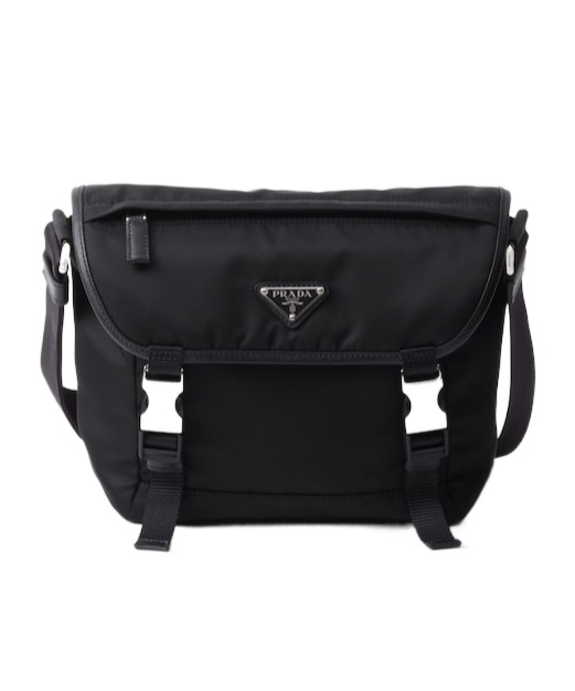 Prada Re-nylon And Saffiano Leather Shoulder Bag In Black