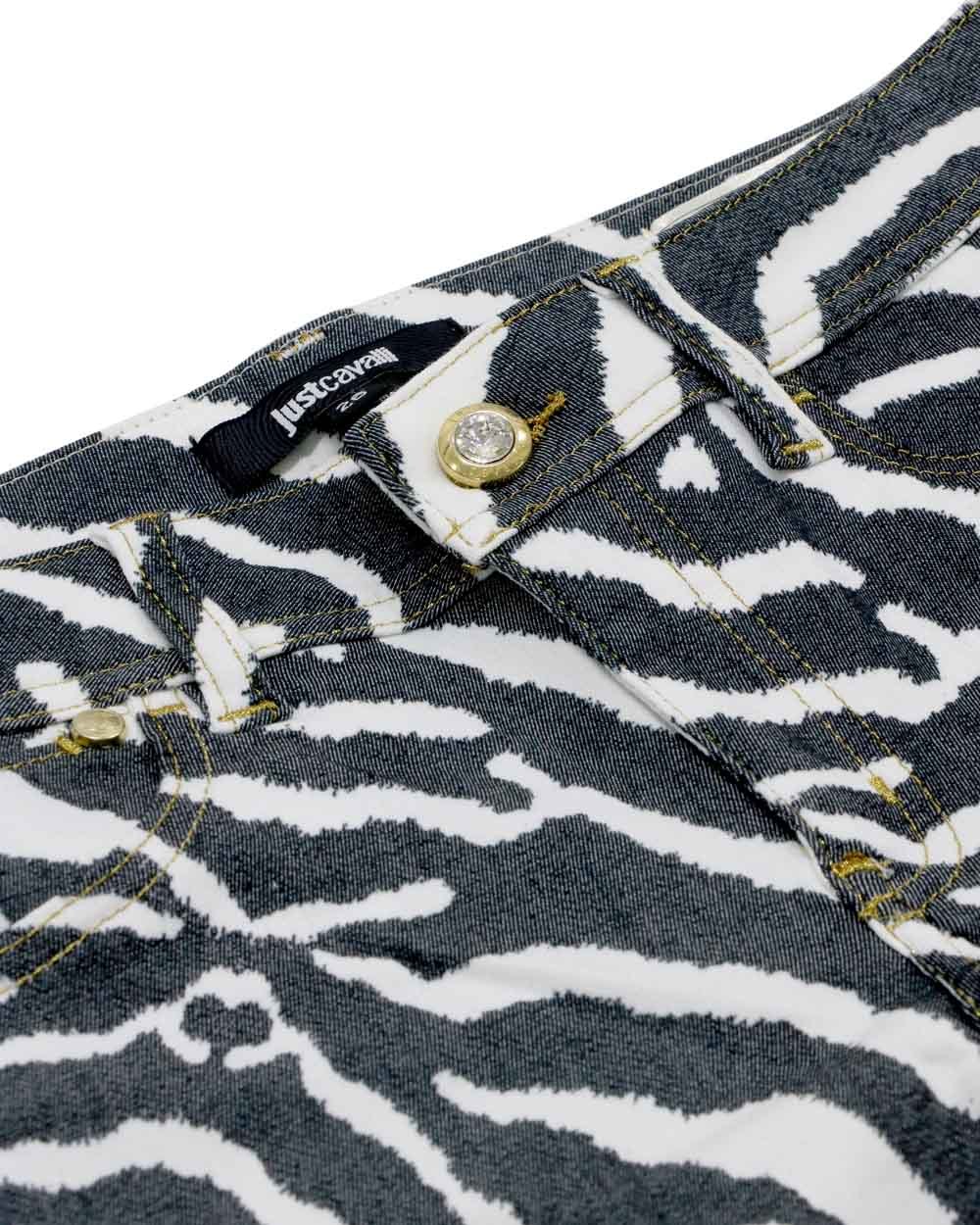 Just Cavalli Zebra Printed Jeans In Black