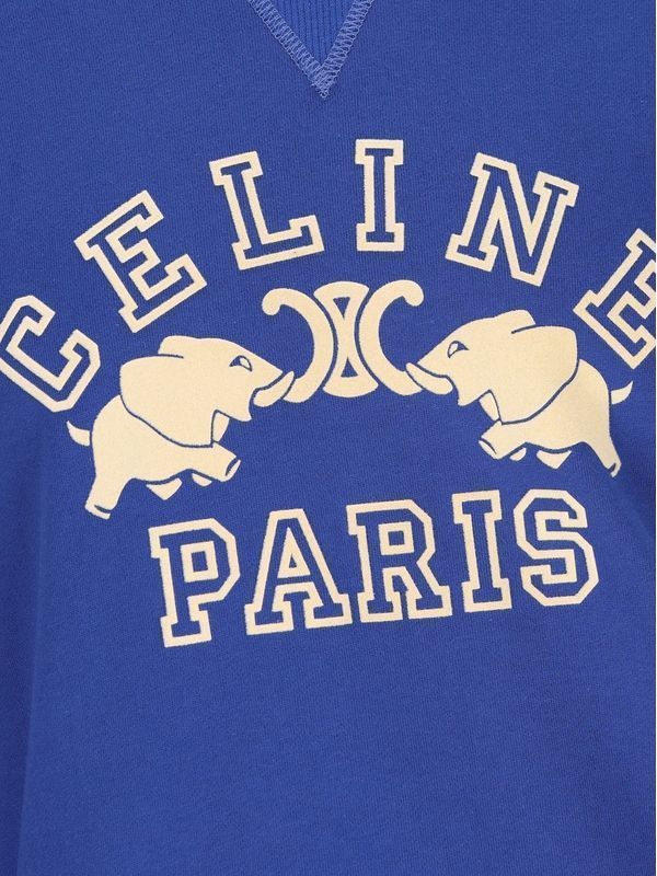 Celine Slim-fit Logo-print Cotton-jersey Sweatshirt In Multi