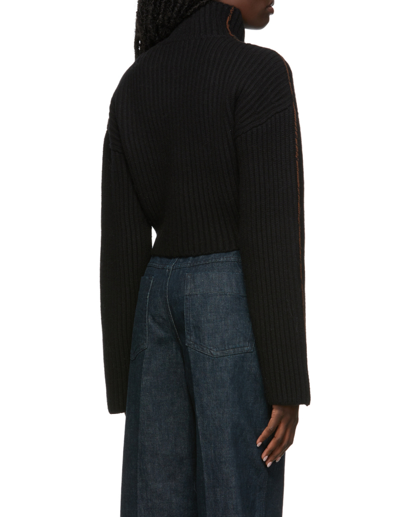 Acne Studios Black Short Round Lapel Sweater In Black
