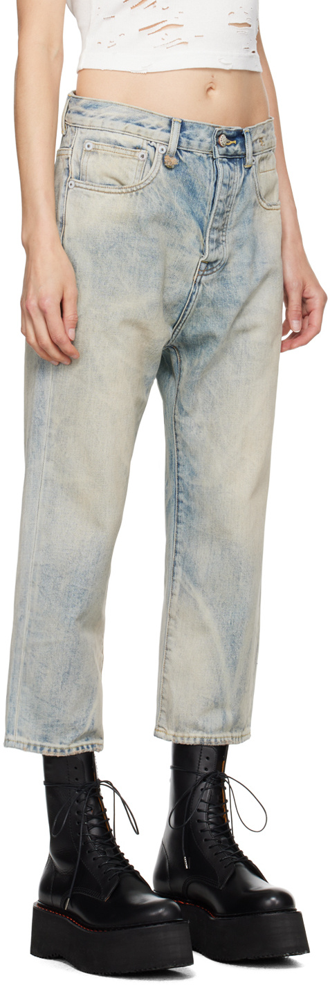 R13 Tailored Drop Denim Pants In White
