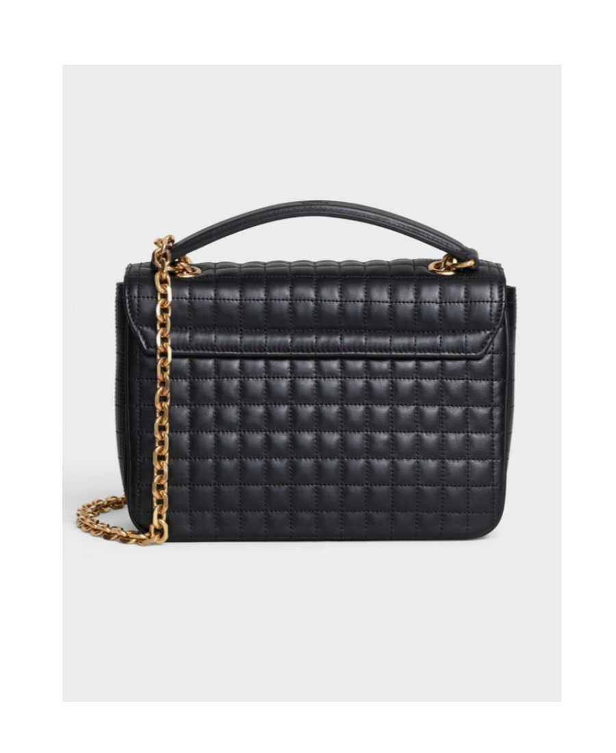 Celine C Bag Medium Cow Leather Quilted Handbag In Black