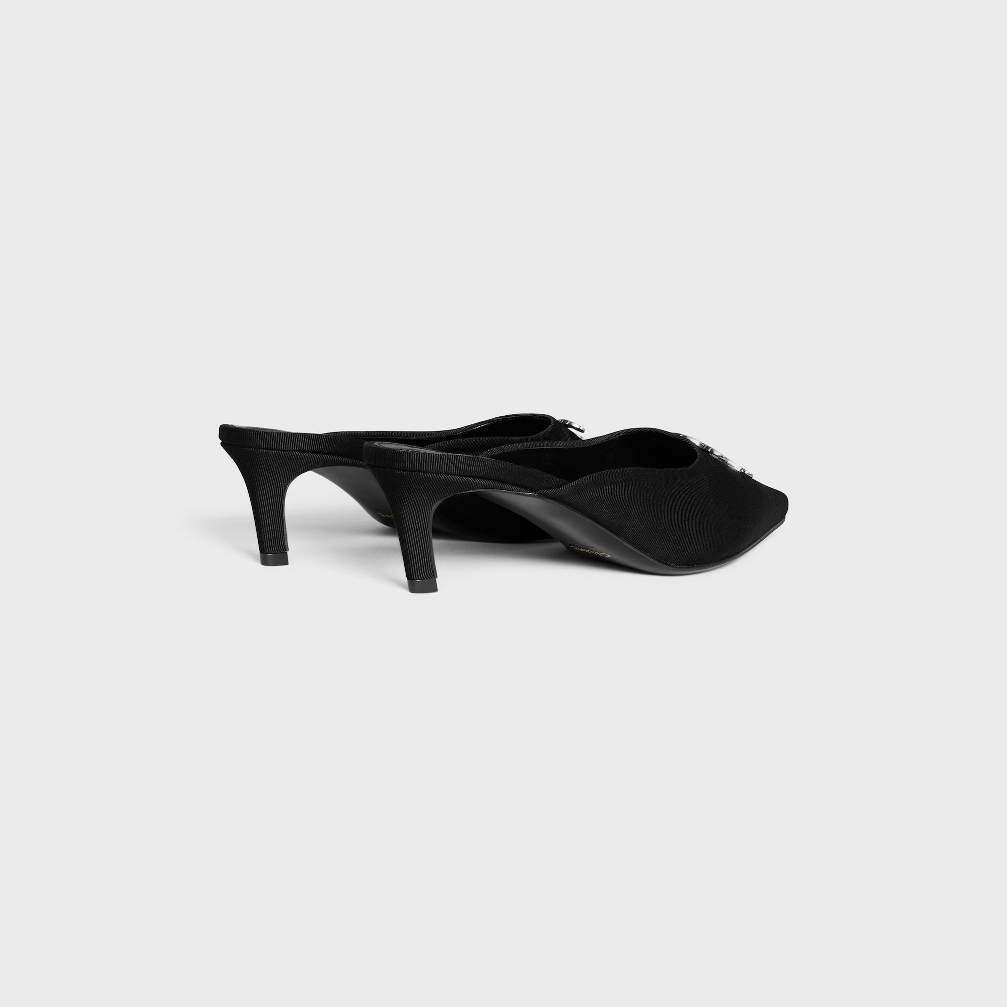 Celine Alma Triomphe Mule In Gros-grain Fabric In Black