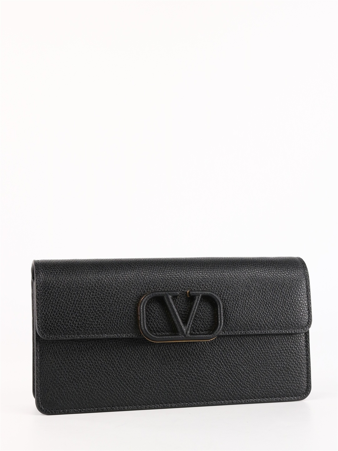 VALENTINO GARAVANI VLOGO SIGNATURE GRAINY CALFSKIN WALLET WITH CHAIN