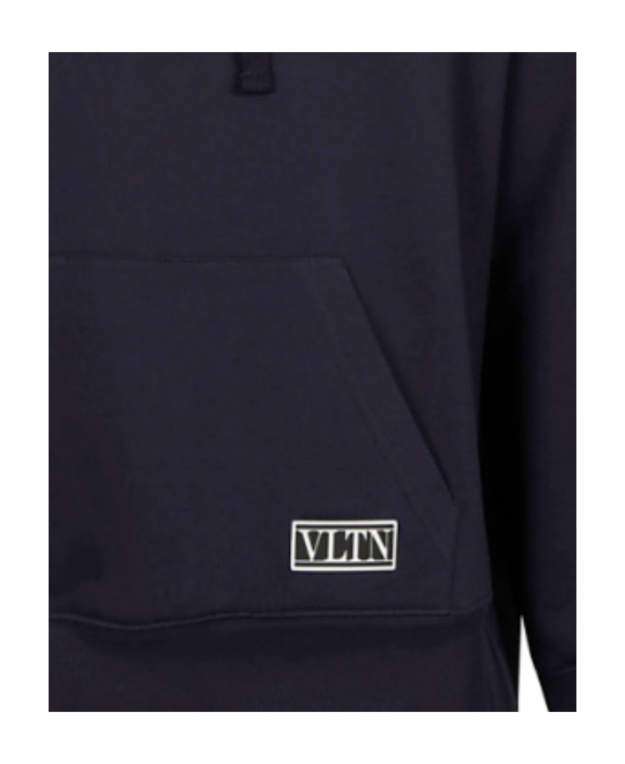 Valentino Cotton Logo-patch Hoodie In Black