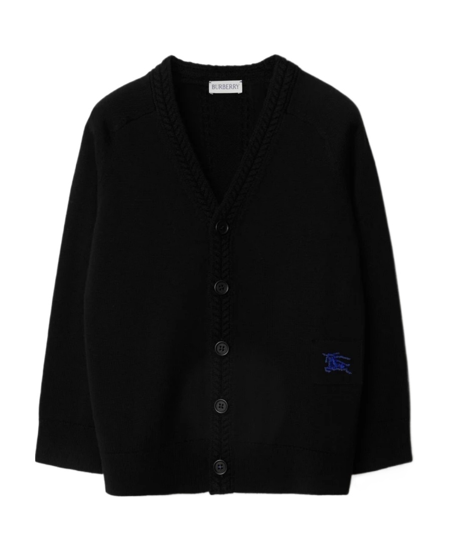 Burberry Ekd-patch Wool Cardigan In Black