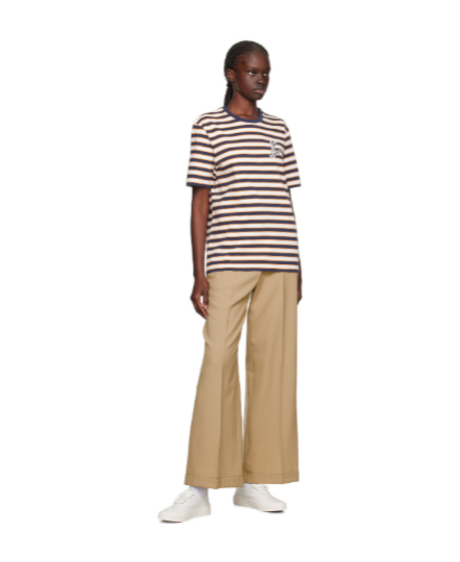 MAISON KITSUNÉ ROUND NECK STRIPED T-SHIRT