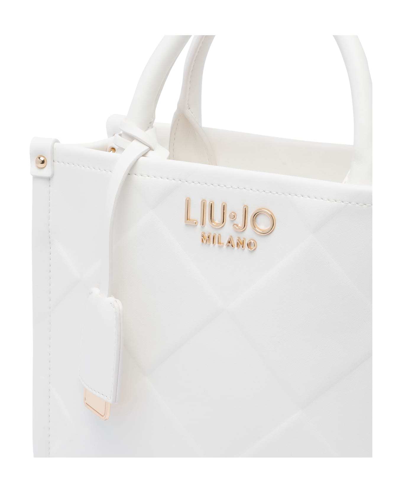 Liu •jo Liu Jo White Tote Bag In Faux Leather With Rhombus In White