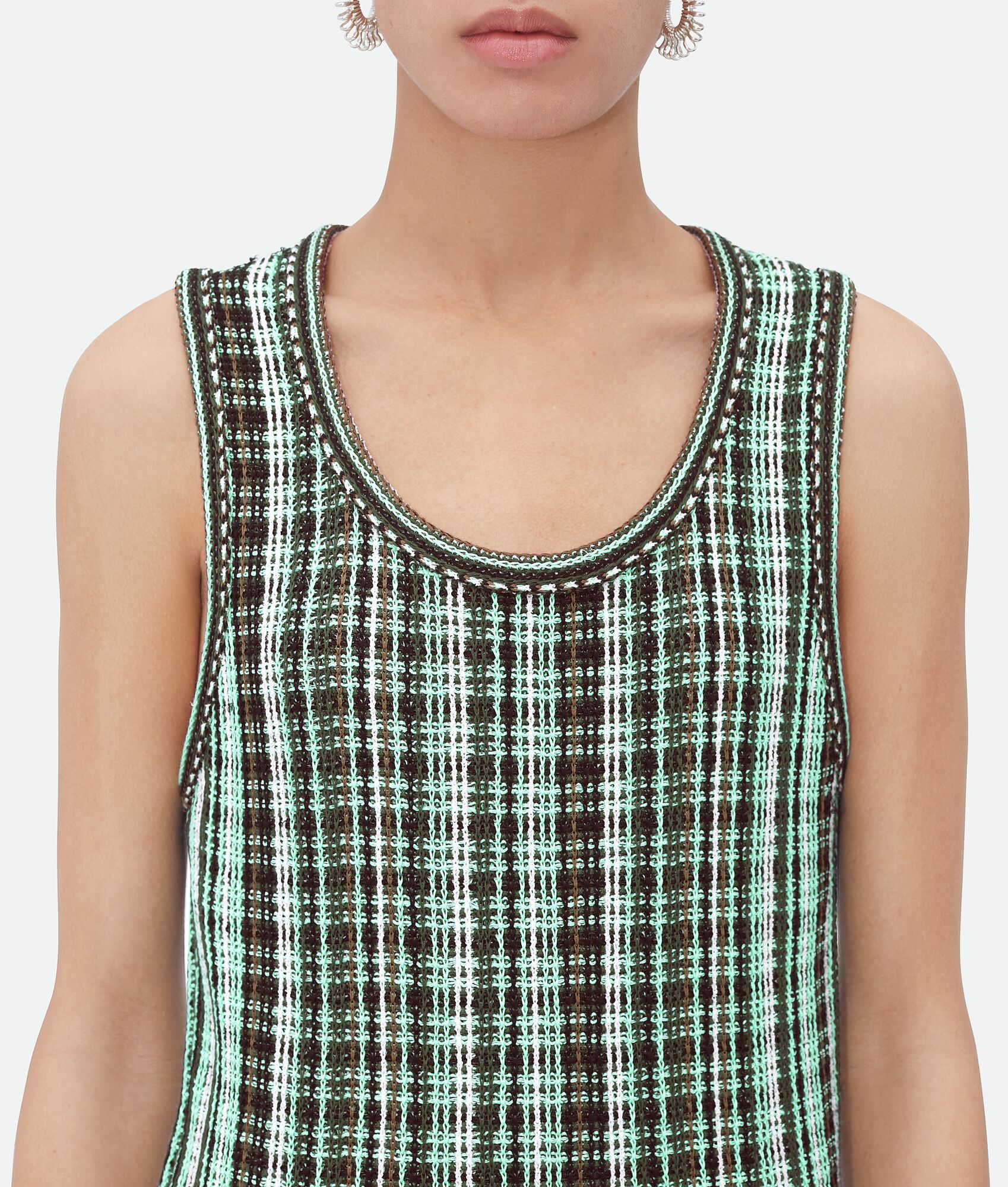 Shop Bottega Veneta Cotton Viscose Check Top In Multicolor