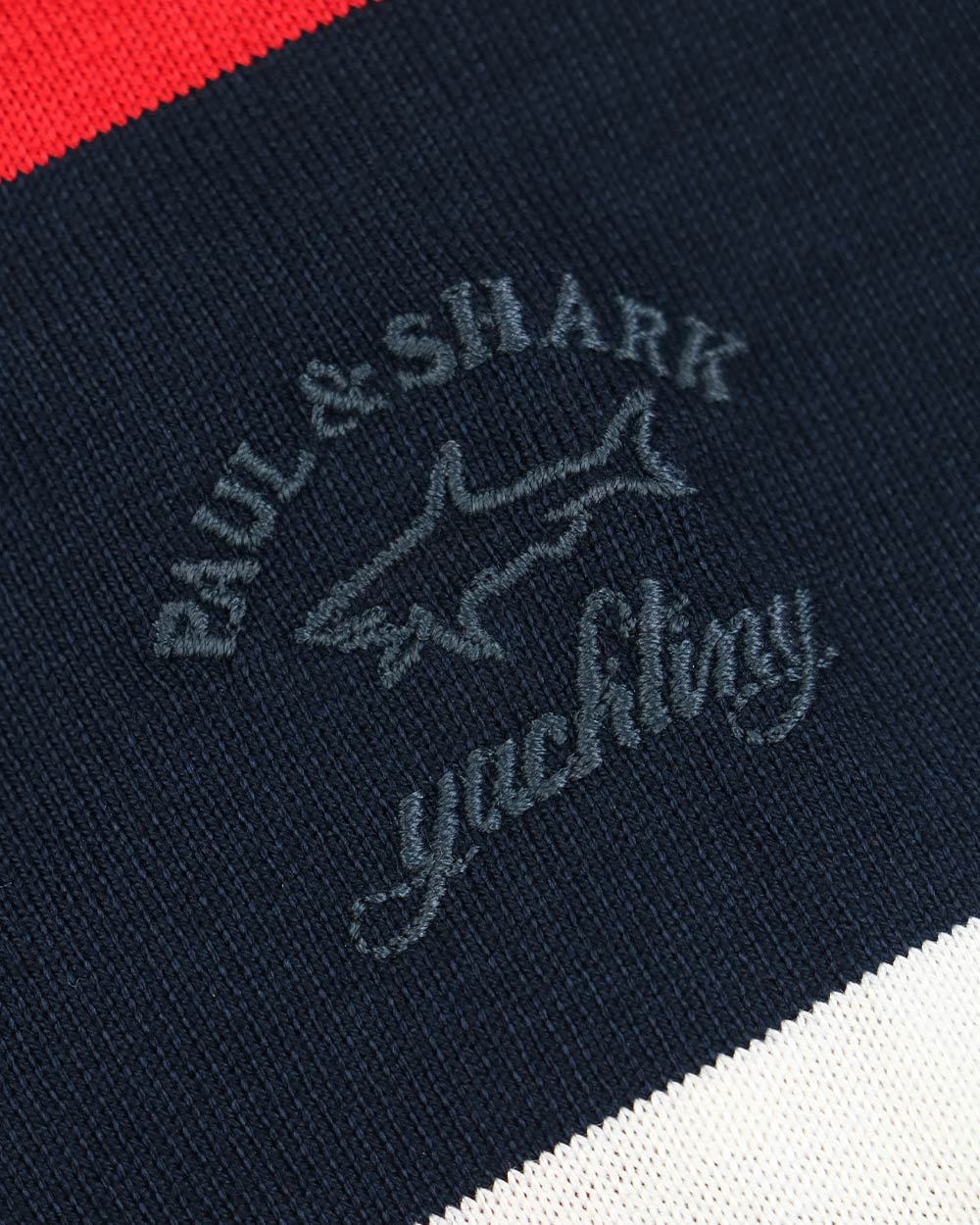 Shop Paul & Shark Striped Long-sleeved Polo Shirt In Black