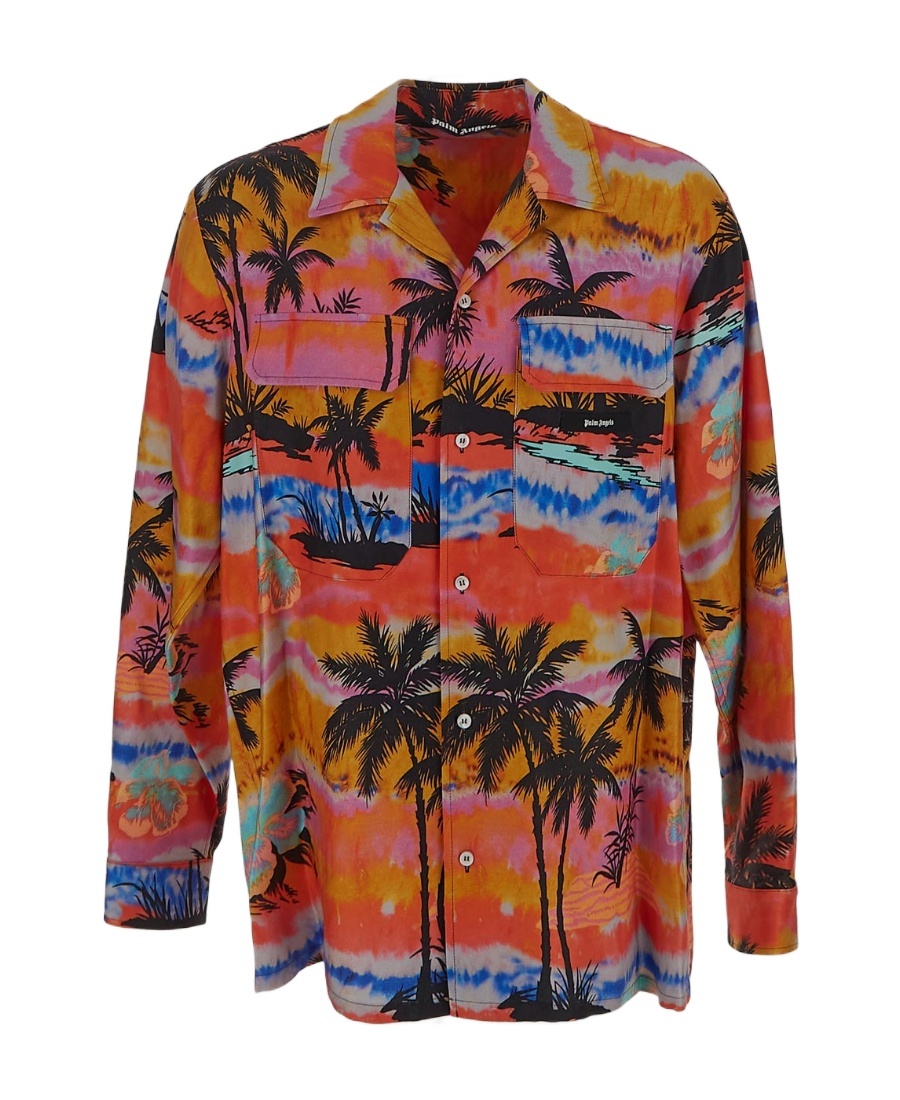 Palm Angels Pshychedelic Palms Shirt In Brown