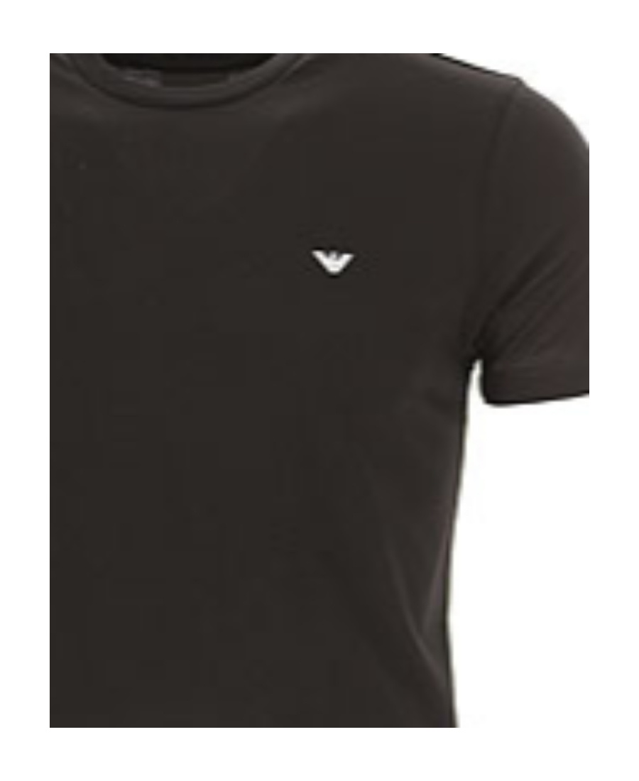 Emporio Armani Official Store Asv T-shirt Aus Jersey-lyocell-mischung Mit Zweifarbigem Mikroadler In Black
