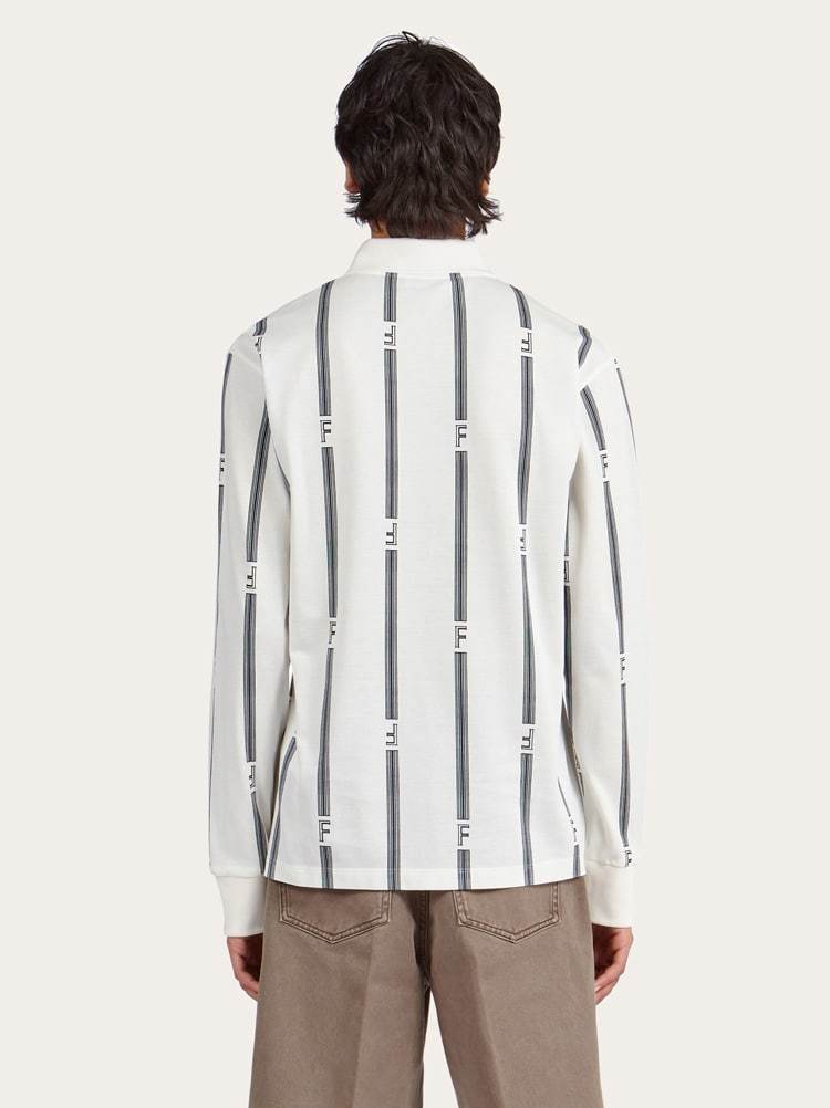 Ferragamo Long-sleeved Polo Shirt In White