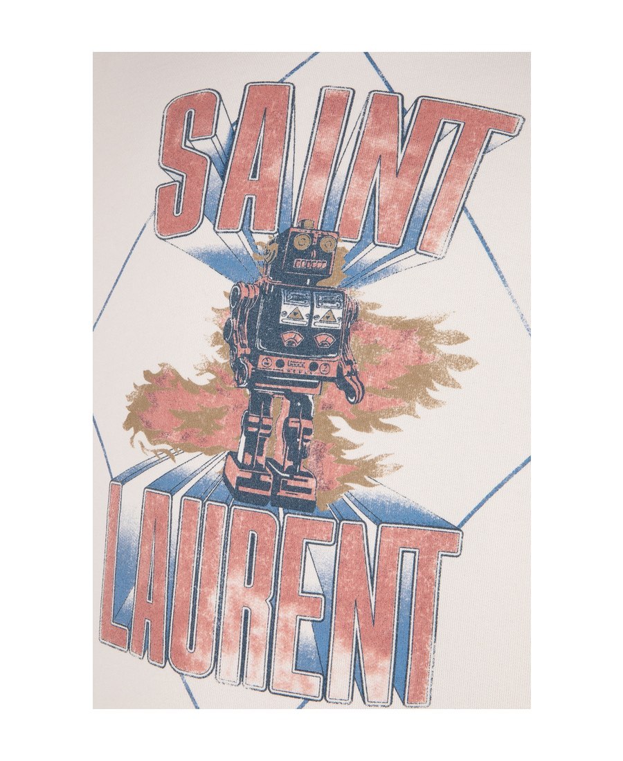 Saint Laurent Printed Hooded Sweater In White