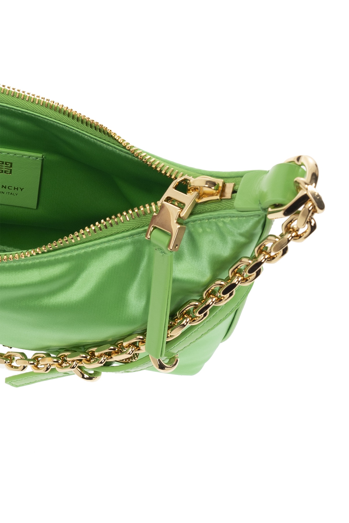 Givenchy Logo-lettering Zipped Shoulder Bag In Green