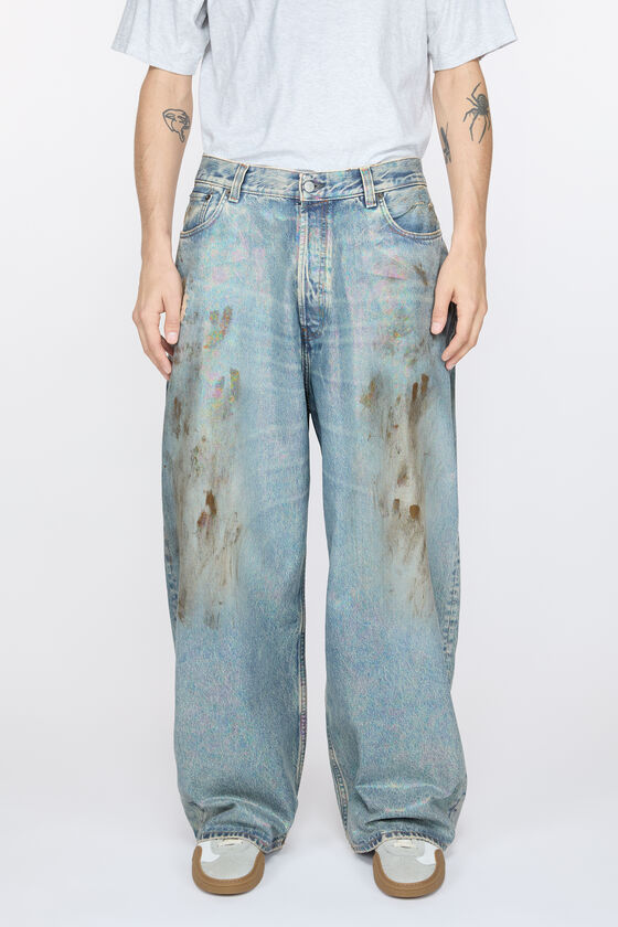 Acne Studios Stained-effect Wide-leg Jeans In Gray