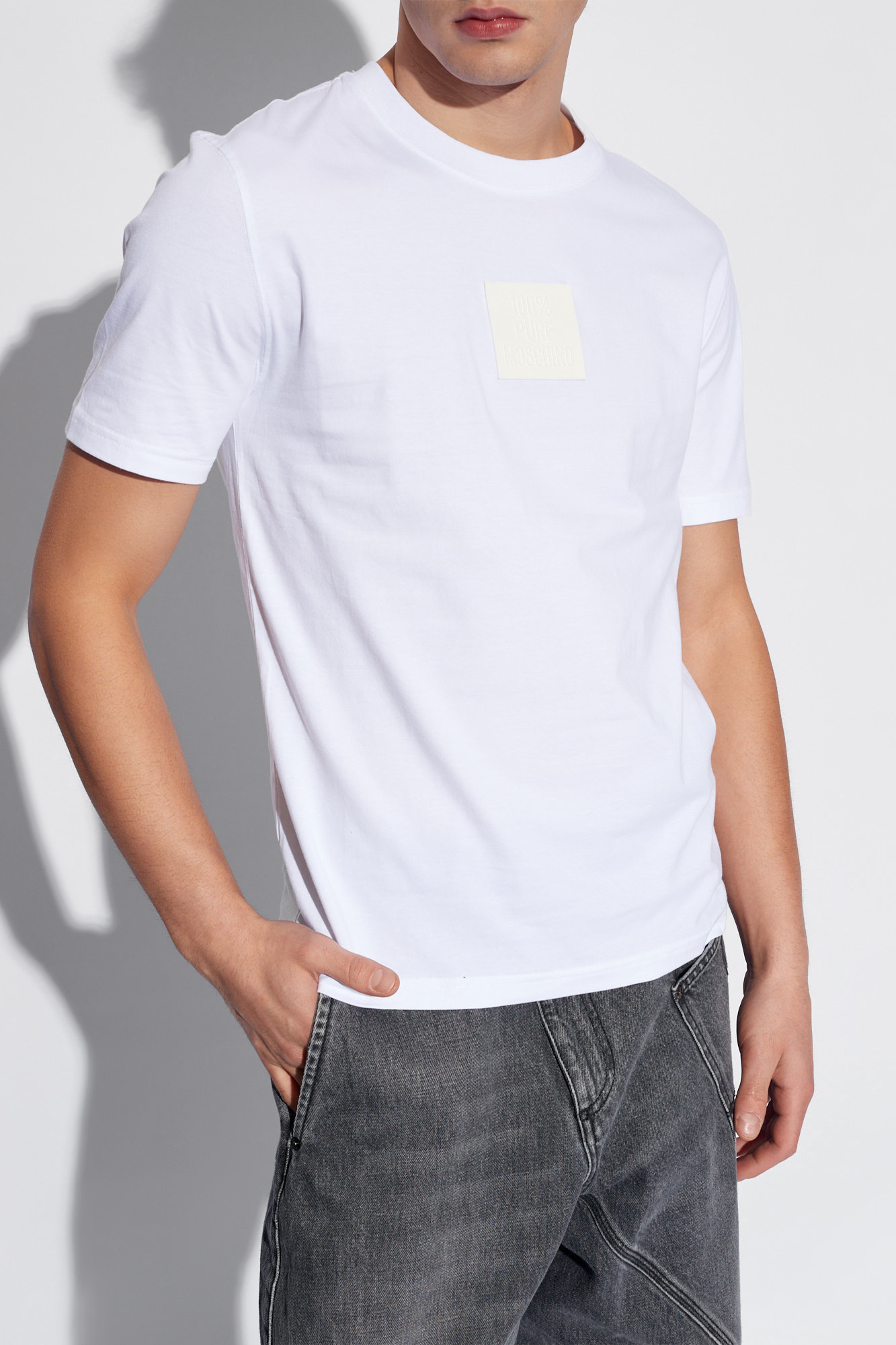 Moschino Logo Patch Crewneck T-shirt In White