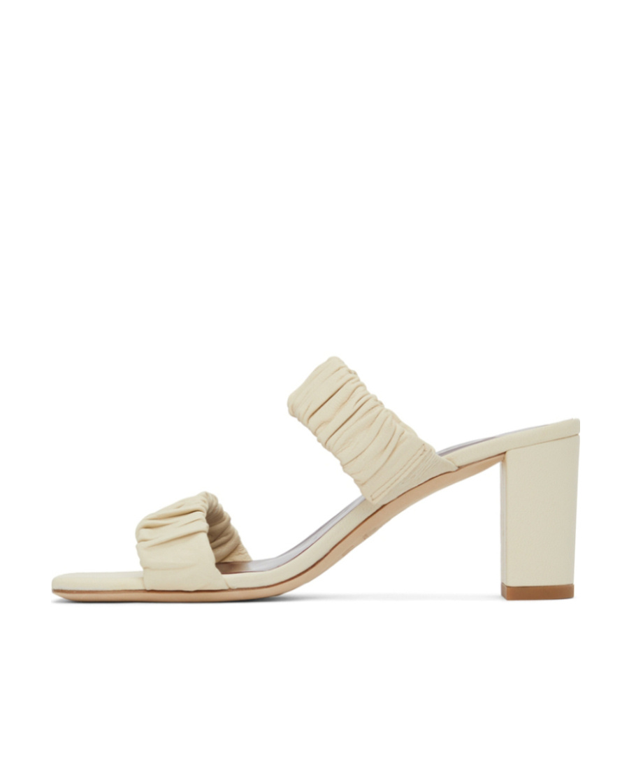 Staud Ruched Double-strap High-heel Sandals In Nude
