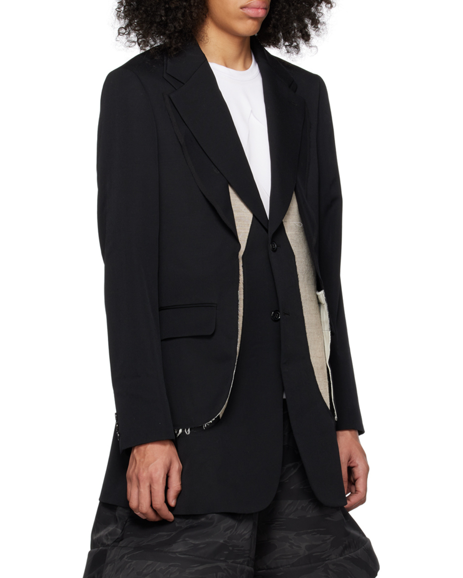 Comme Des Garçons Long-sleeved Wool Coat In Black