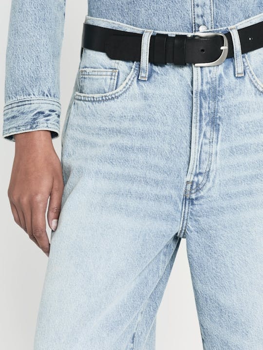 Frame Le Low Baggy Wide Leg Jeans In Blue