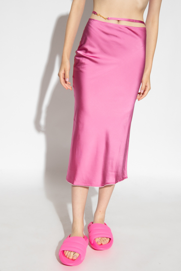 Jacquemus Logo-plaque Strap-detail Skirt In Pink