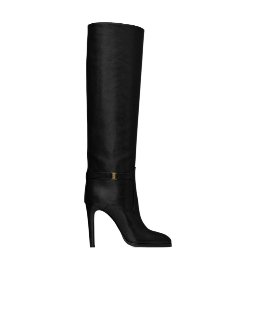 Saint Laurent Linda 100mm Pointed-toe Boots In Black