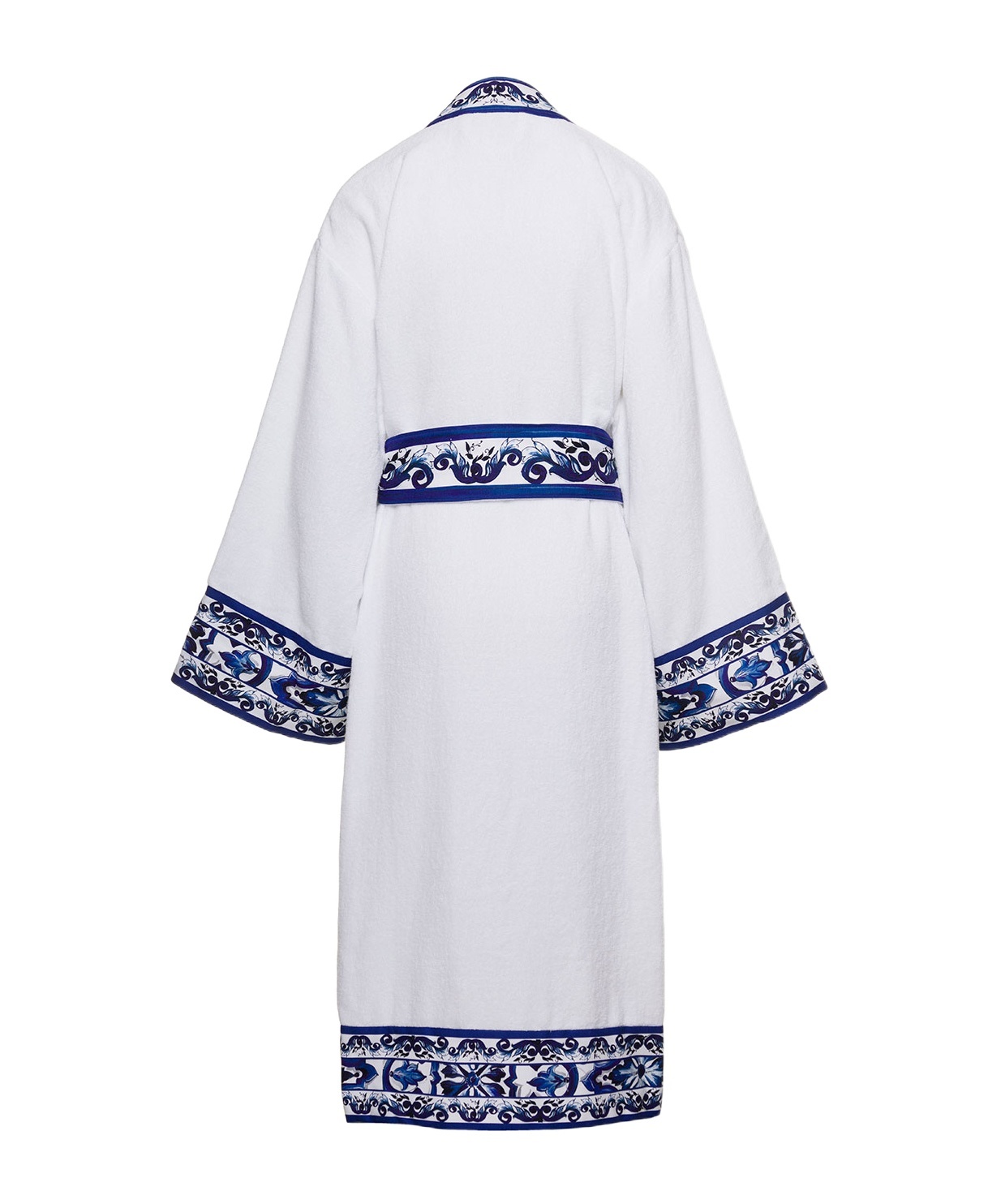 Dolce & Gabbana Majolica-print Contrasting-trim Robe In White