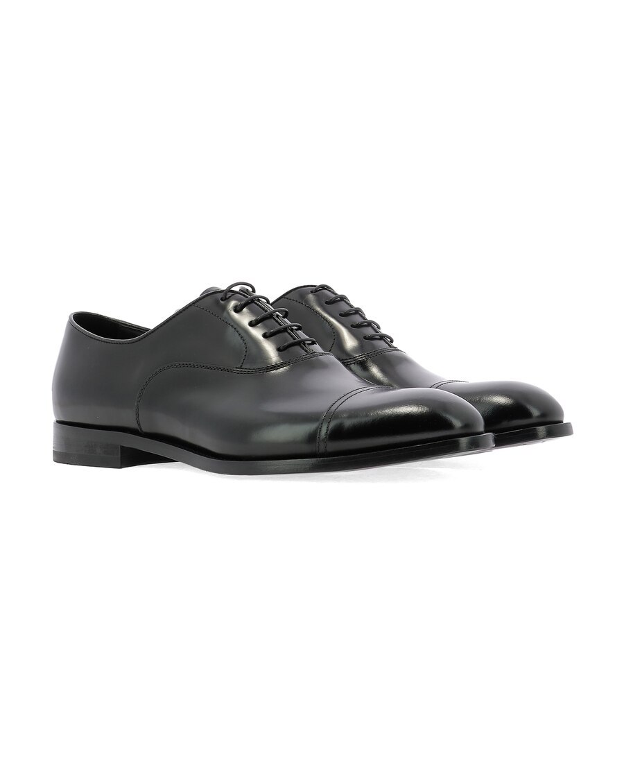 Doucal's High-shine Black Oxford Shoes With Lace-up Fastening In Black