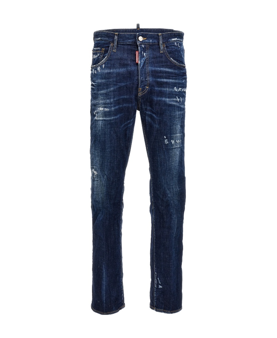 Shop Dsquared2 Distressed Straight-leg Jeans In Blue