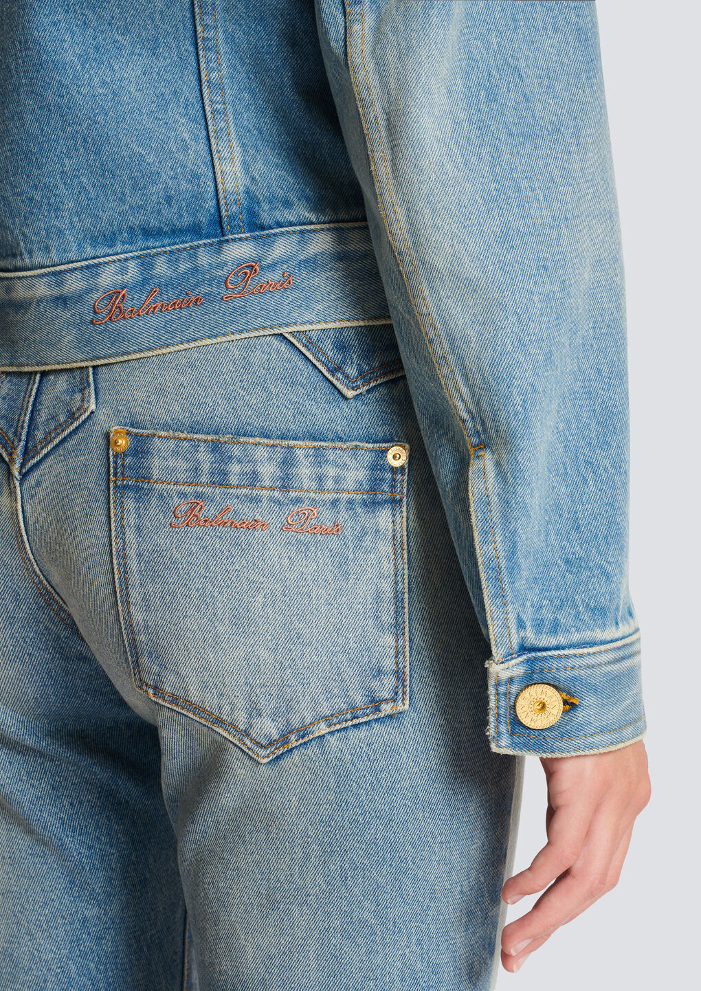 Shop Balmain Vintage Denim Jacket In Blue