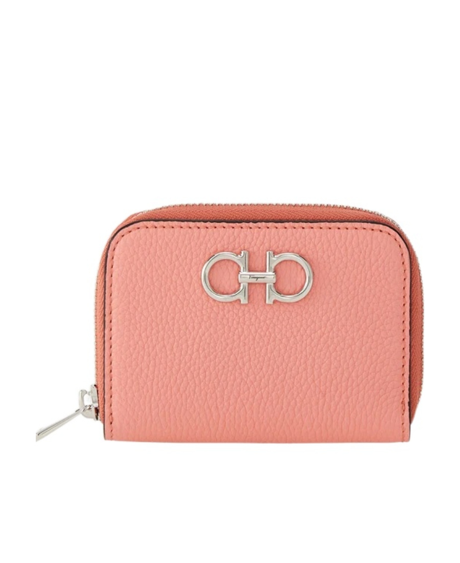 Ferragamo Salvatore Gancini Zipped Card Holder In Pink