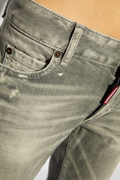 Dsquared2 Logo Patch Jeans In Gray