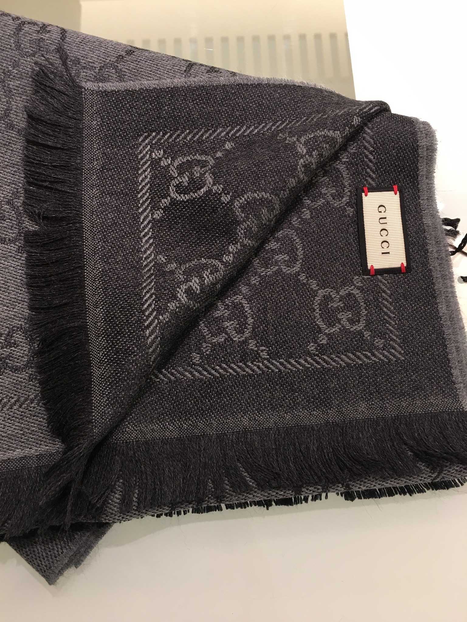 Gucci All-over Gg-logo Print Scarf In Black
